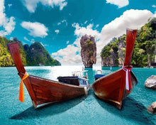 Load image into Gallery viewer, paint by numbers | Small boats in Asia | advanced landscapes new arrivals | FiguredArt