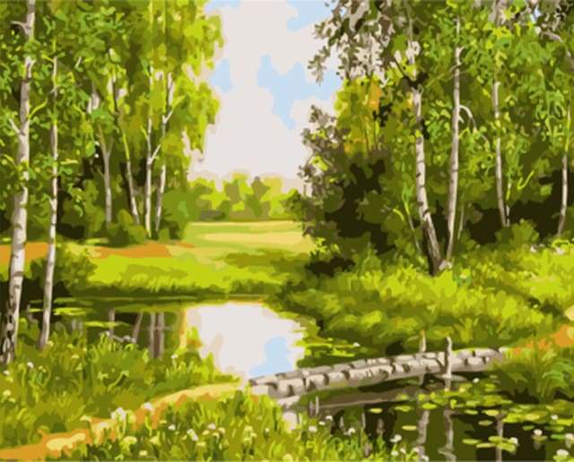 paint by numbers | Small Pond and green landscape | advanced landscapes | FiguredArt