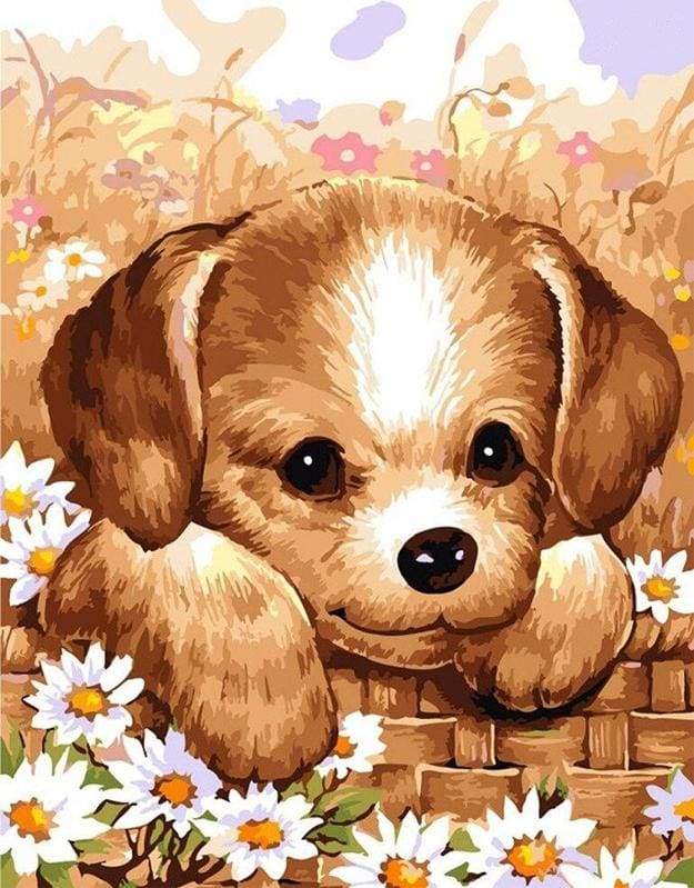 paint by numbers | Small Puppy | animals dogs intermediate | FiguredArt