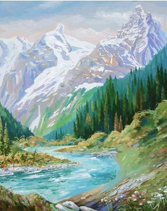 paint by numbers | Small River | intermediate landscapes mountains new arrivals | FiguredArt
