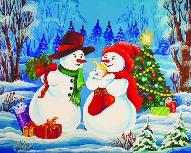 paint by numbers | Snowman Family | christmas intermediate new arrivals | FiguredArt