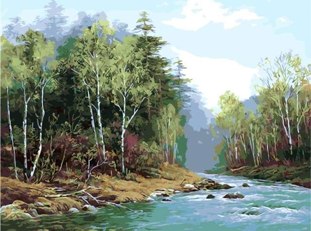paint by numbers | Spring River | advanced landscapes | FiguredArt