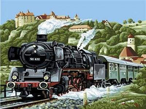 paint by numbers | Steam locomotive | intermediate landscapes | FiguredArt