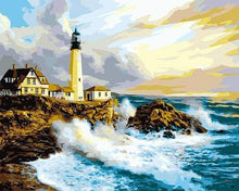 Load image into Gallery viewer, paint by numbers | Storm near the Lighthouse | intermediate landscapes | FiguredArt