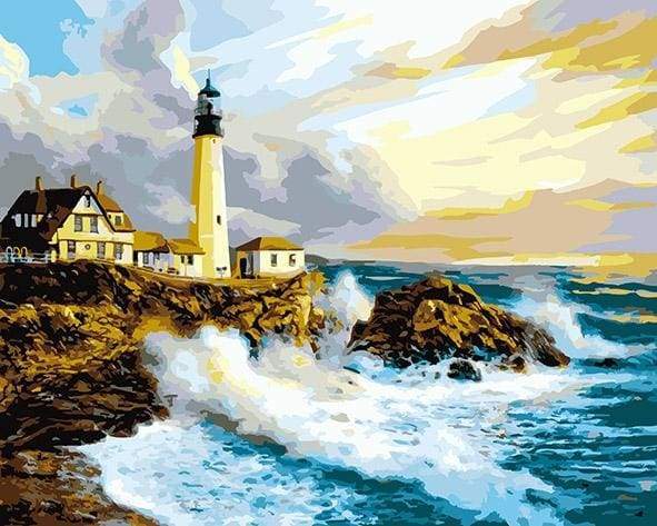 paint by numbers | Storm near the Lighthouse | intermediate landscapes | FiguredArt