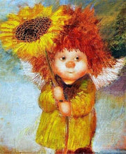 Load image into Gallery viewer, paint by numbers | Sunflower Girl | advanced flowers portrait | FiguredArt
