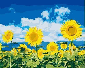 paint by numbers | Sunflowers and Blue Sky | easy flowers | FiguredArt