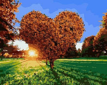 Load image into Gallery viewer, paint by numbers | Sunset and Heart Tree | advanced landscapes romance | FiguredArt
