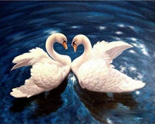 Load image into Gallery viewer, paint by numbers | Swans On Blue Lake | animals birds intermediate swans | FiguredArt