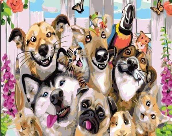 paint by numbers | The Pet Family | animals dogs intermediate | FiguredArt