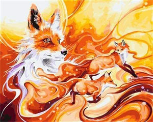 paint by numbers | Three Foxes | animals foxes intermediate | FiguredArt