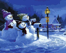 Load image into Gallery viewer, paint by numbers | Three Snowmen | christmas intermediate | FiguredArt