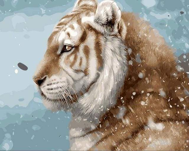 paint by numbers | Tiger in the snow | animals intermediate tigers | FiguredArt