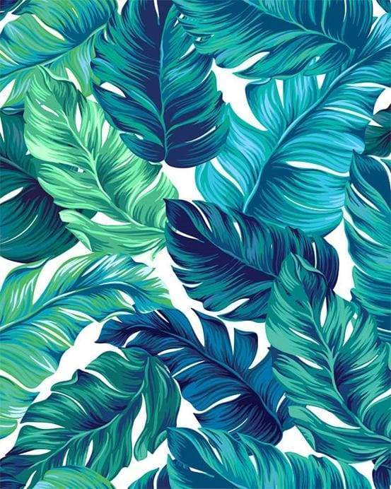 paint by numbers | Tropical Green leaves | flowers intermediate | FiguredArt