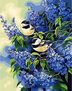paint by numbers | Two birds on a Lilac branch | animals birds easy | FiguredArt