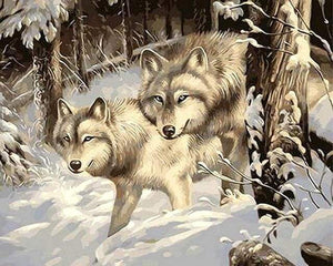 paint by numbers | Two Wolves in the Snow | advanced animals wolves | FiguredArt