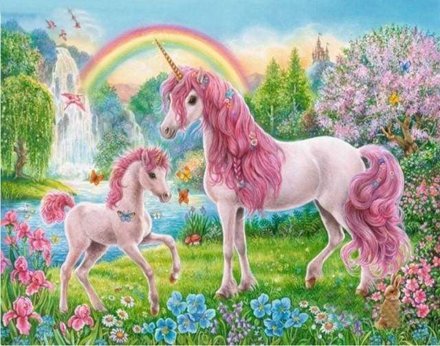 paint by numbers | Unicorns and Rainbow | advanced animals kids unicorns | FiguredArt