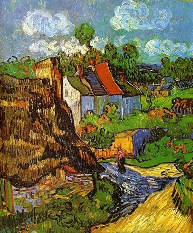 paint by numbers | Van Gogh Houses in Auvers | advanced famous paintings landscapes van gogh | FiguredArt