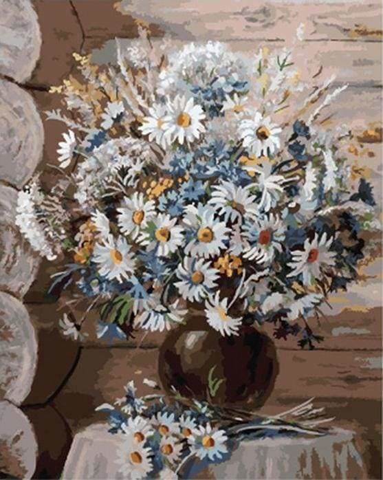 Paint by numbers | Vase of Daisies | flowers intermediate | Figured'Art