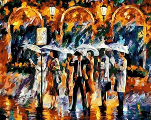 paint by numbers | Waiting for the bus in the Rain | advanced cities | FiguredArt