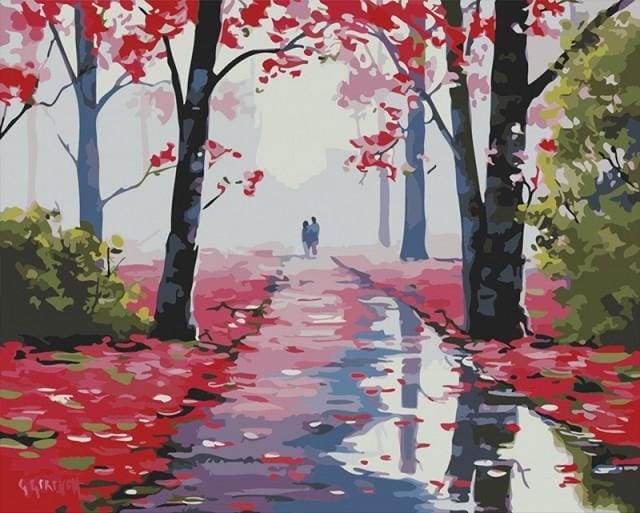 paint by numbers | Walk In The Red Forest | easy landscapes | FiguredArt