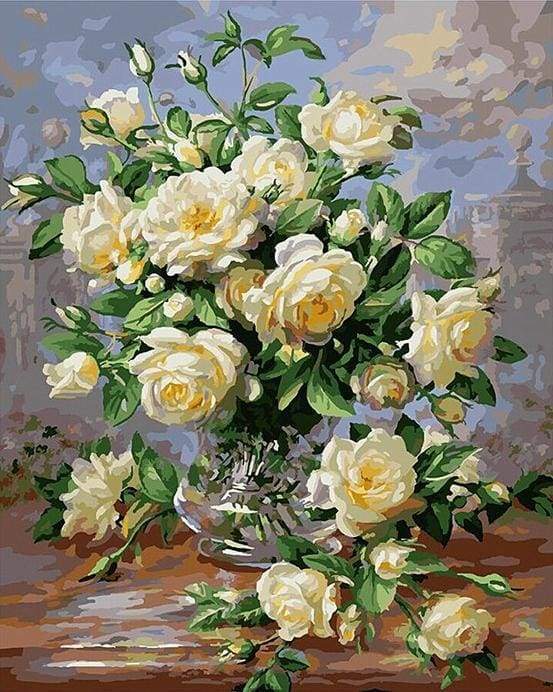 paint by numbers | White Camellias | advanced flowers | FiguredArt