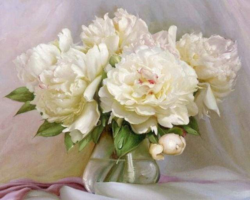 paint by numbers | White Peonies | flowers intermediate | FiguredArt