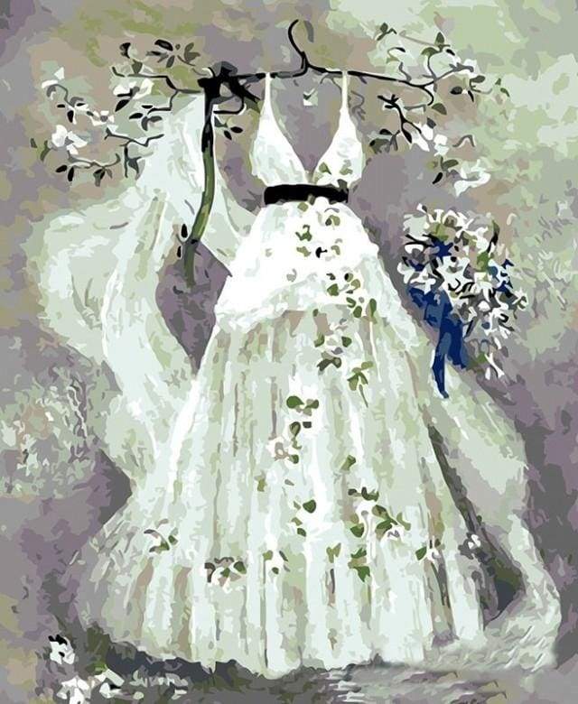 paint by numbers | White Wedding dress | flowers intermediate romance | FiguredArt