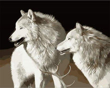 Load image into Gallery viewer, paint by numbers | White Wolves | animals dogs intermediate wolves | FiguredArt
