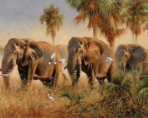 paint by numbers | Wild elephants | advanced animals elephants | FiguredArt
