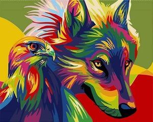 paint by numbers | Wolf and Eagle Pop Art | animals birds eagles easy Pop Art | FiguredArt