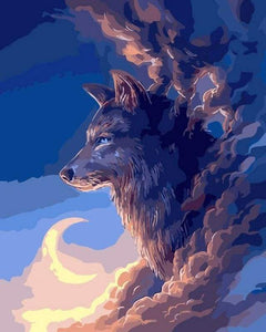 paint by numbers | Wolf and Moon | animals easy wolves | FiguredArt