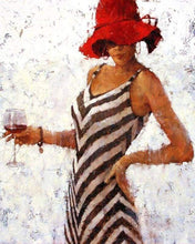 Load image into Gallery viewer, paint by numbers | Woman drinking Wine | intermediate portrait | FiguredArt