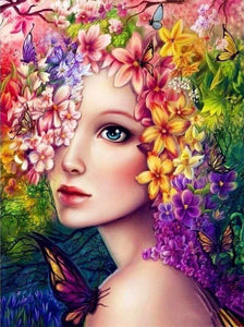 paint by numbers | Woman with Flowers | advanced flowers new arrivals portrait | FiguredArt