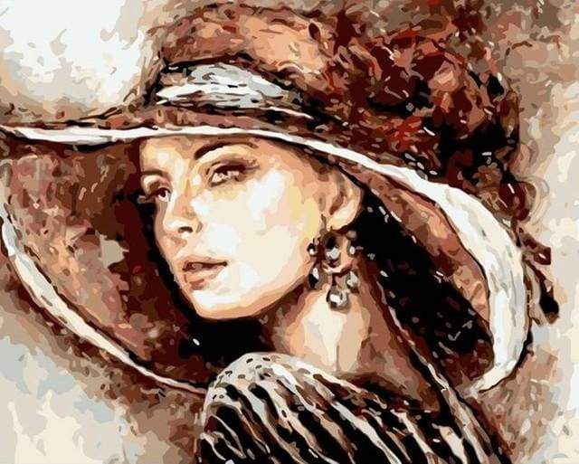 paint by numbers | Woman with Hat | intermediate new arrivals portrait | FiguredArt