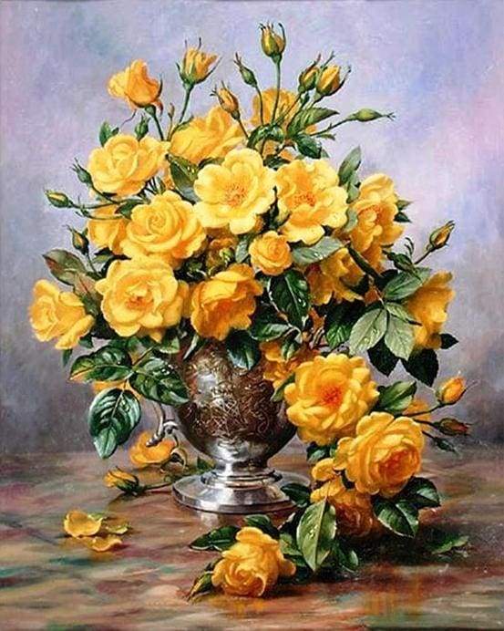 paint by numbers | Yellow Vase and Flowers | advanced flowers | FiguredArt