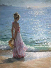 Load image into Gallery viewer, paint by numbers | Young Woman at the Beach | intermediate landscapes romance ships and boats | FiguredArt