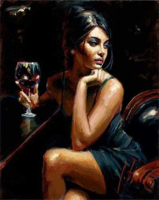 paint by numbers | Young Woman Drinking Wine | intermediate romance | FiguredArt